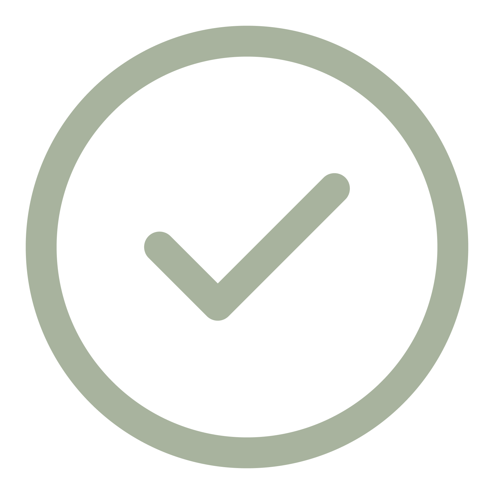 A gray checkmark inside a gray circle on a black background.