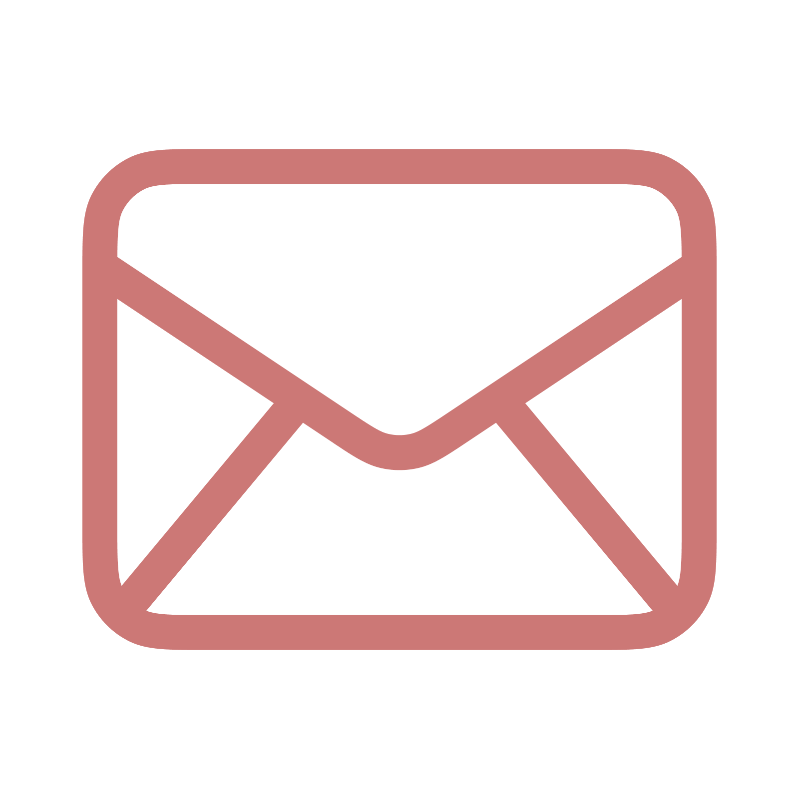 An icon of a closed envelope with a pink outline on a black background.