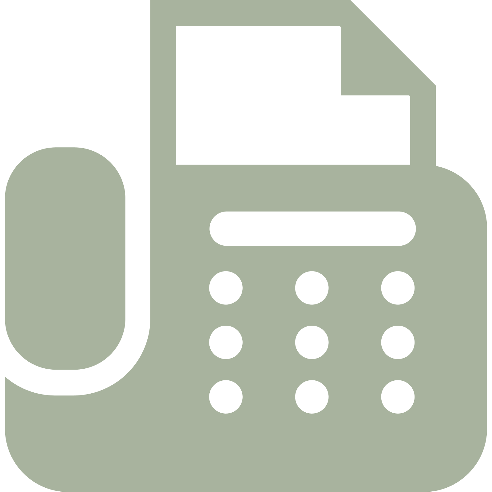 Icon of a landline telephone with a cord on the left and a keypad on the right.