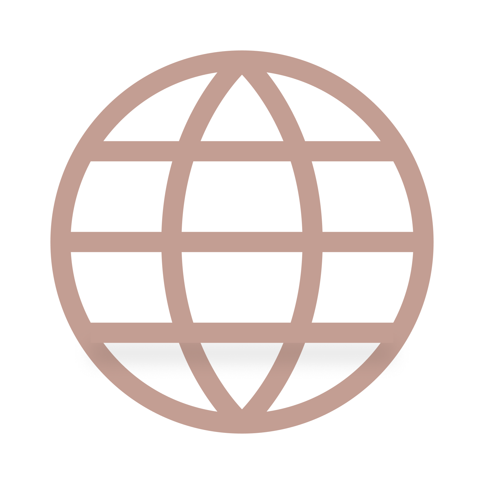 A globe icon with a stylized globe outline and a grid pattern, featuring a brown and beige color scheme with some colorful digital glitches.