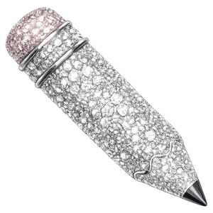 Pencil emoji but made out of silver rhinestones