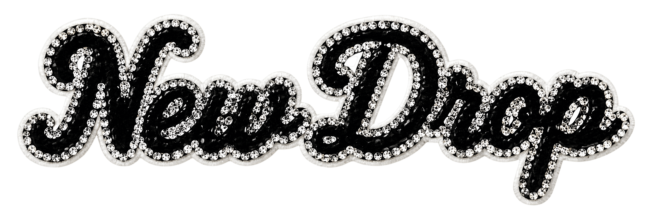 "New Drop" rhinestone patch graphic