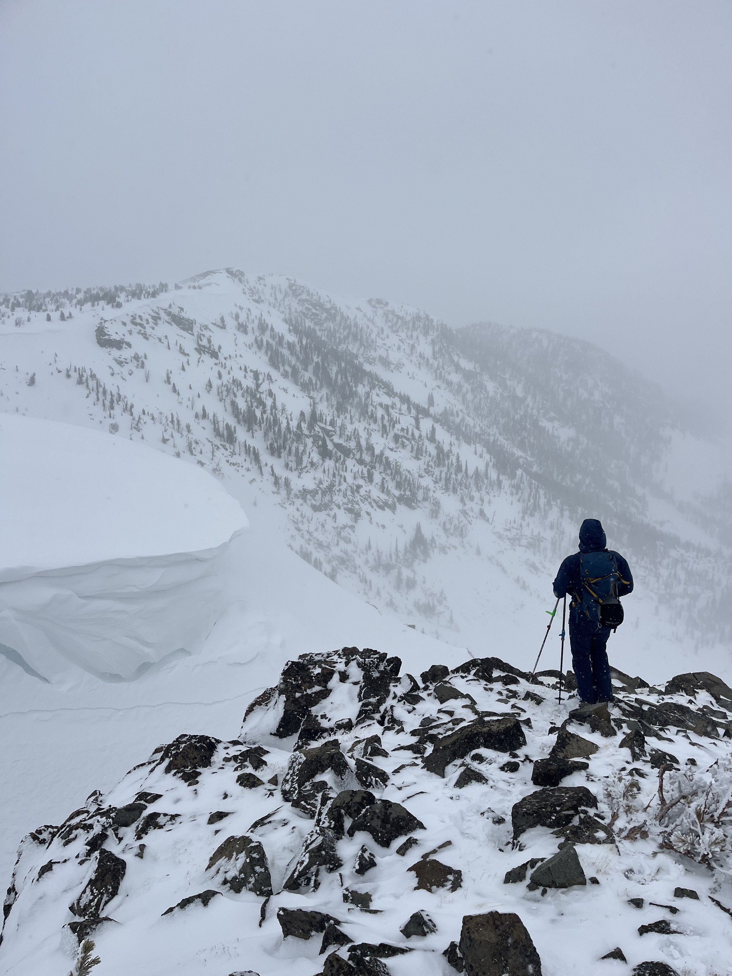 Ethan looking over the Easting facing bowls just North of the summit
