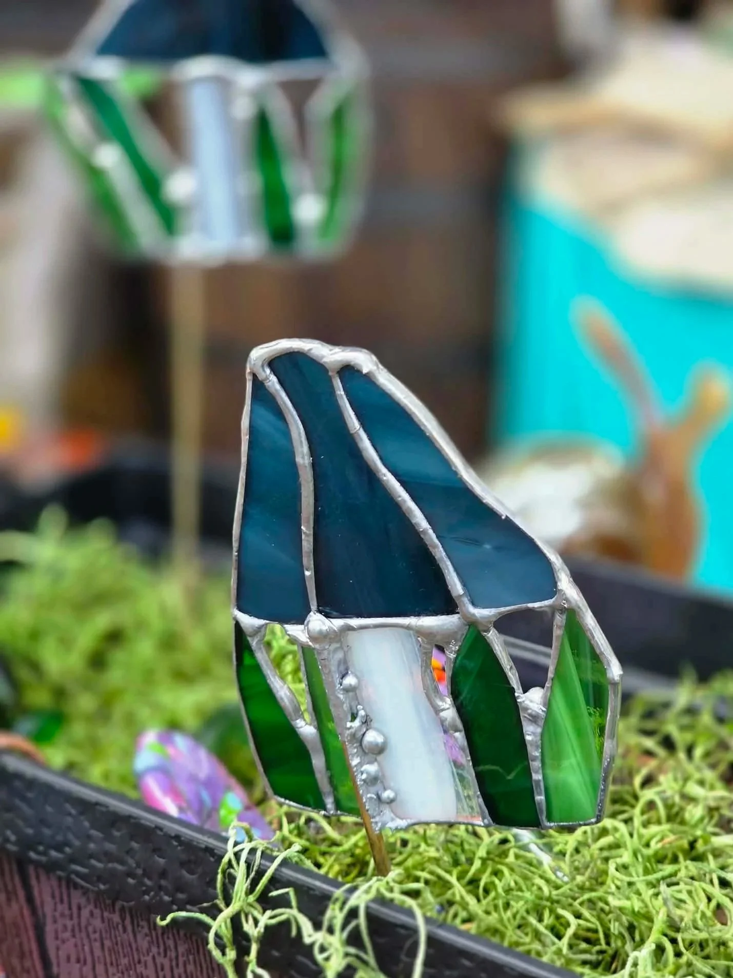 stained glass Poison Mushroom plant stakes