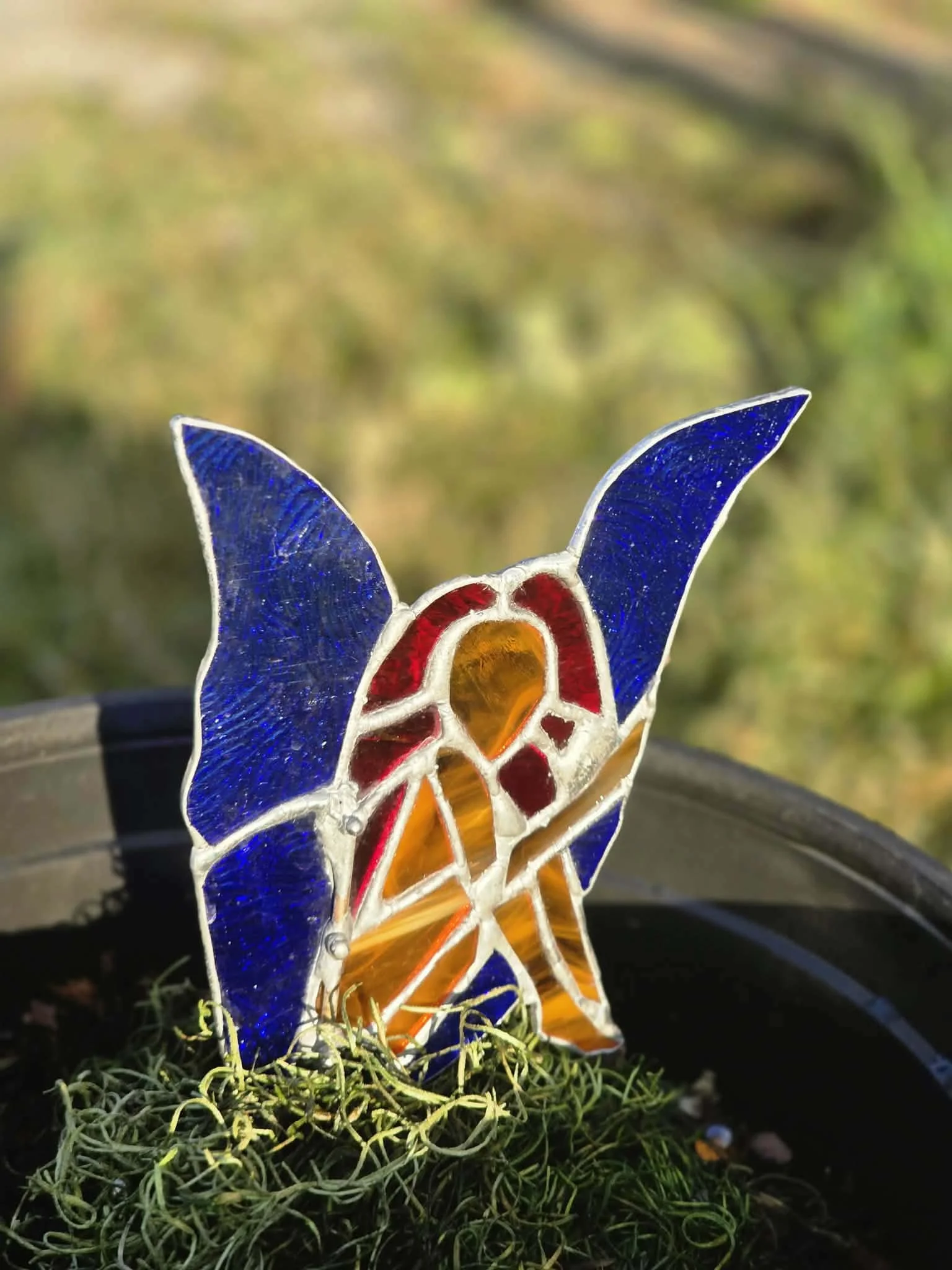 stained glass fairy #3 as a plant stake