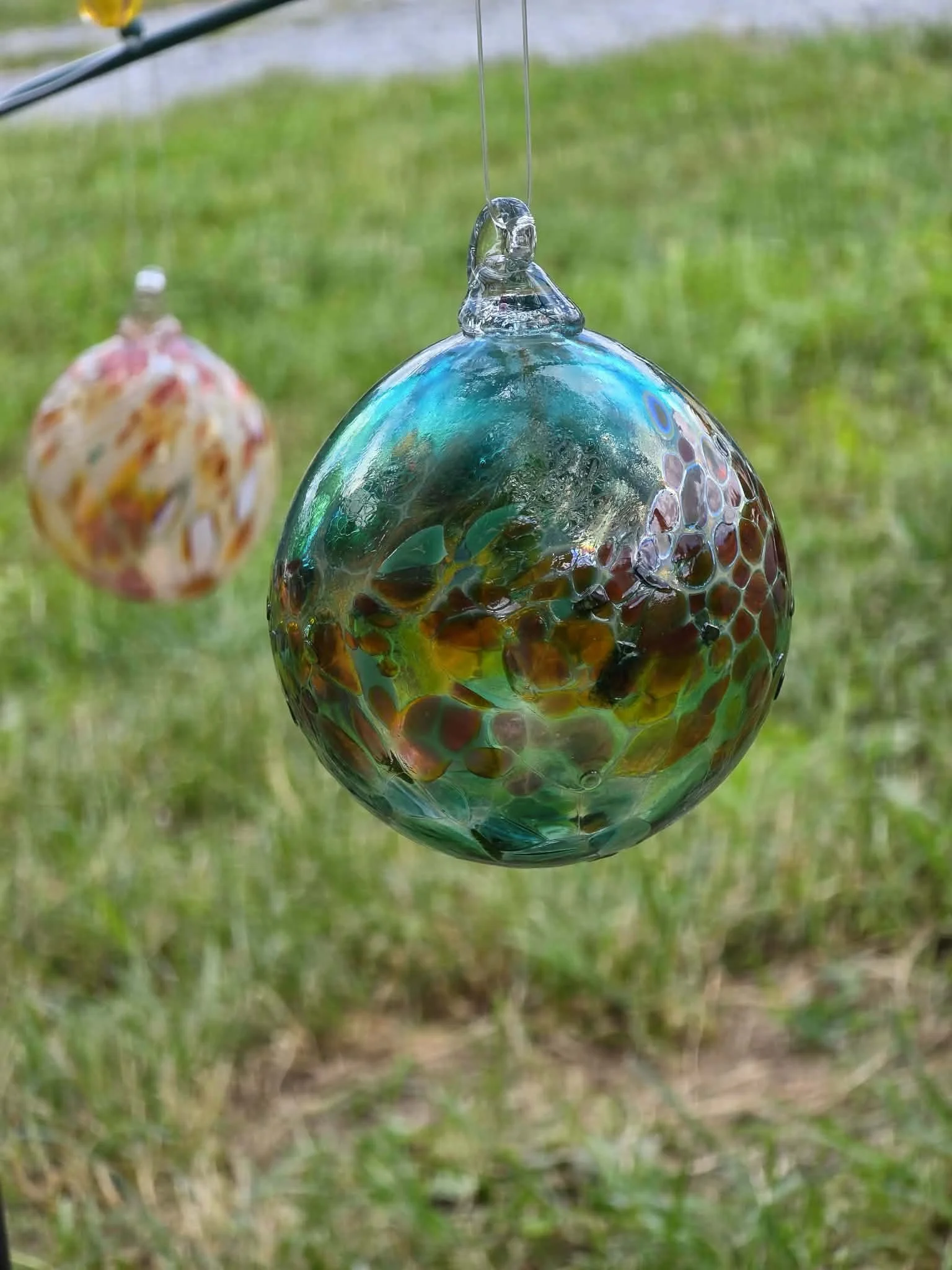 Blown Glass Christmas Ornament teal 