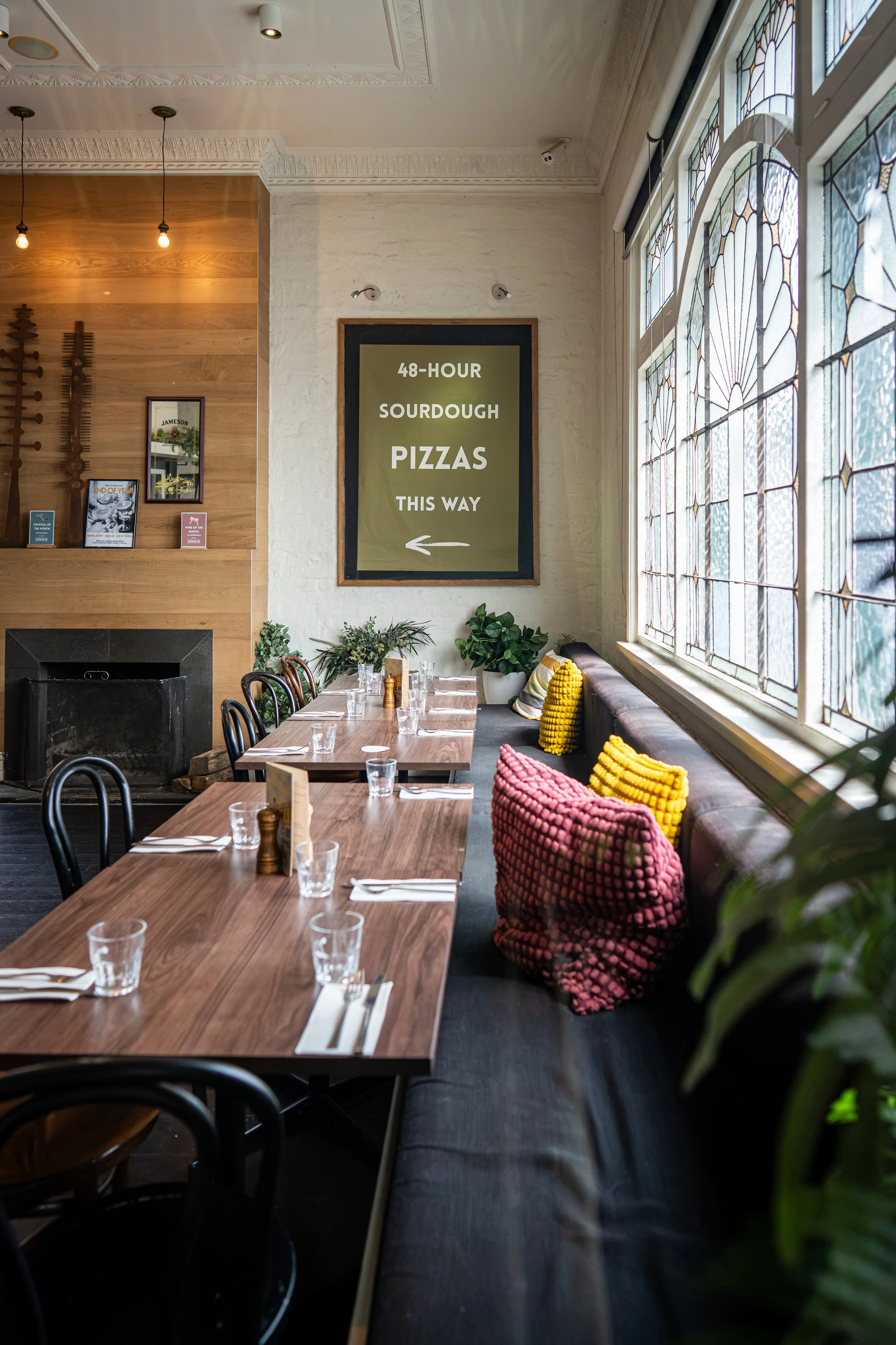 Photo of table seating in cosy pub