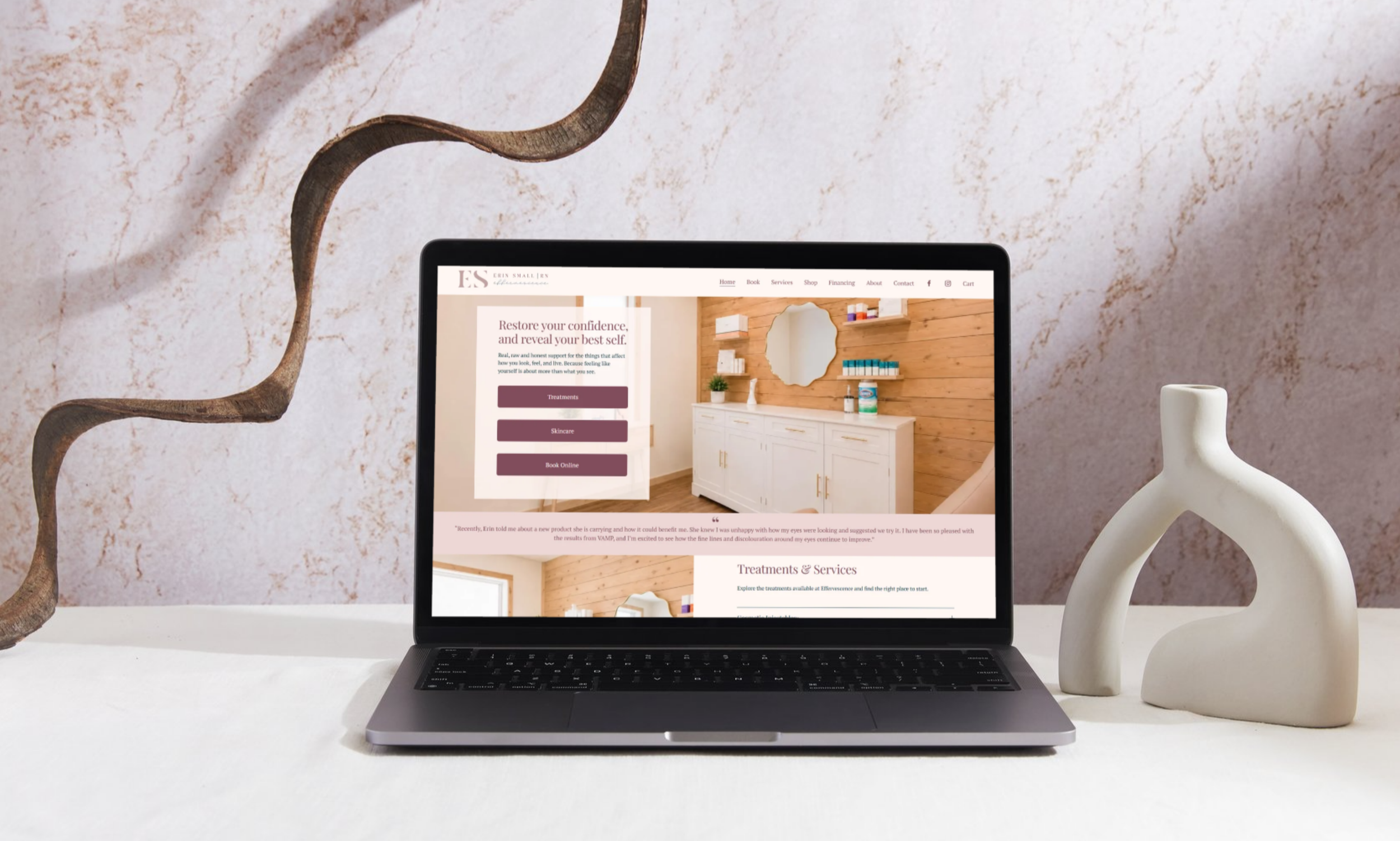 Laptop displaying a website