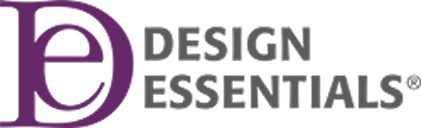 Logo with a purple lowercase 'e' and the words 'Design Essentials' in gray.