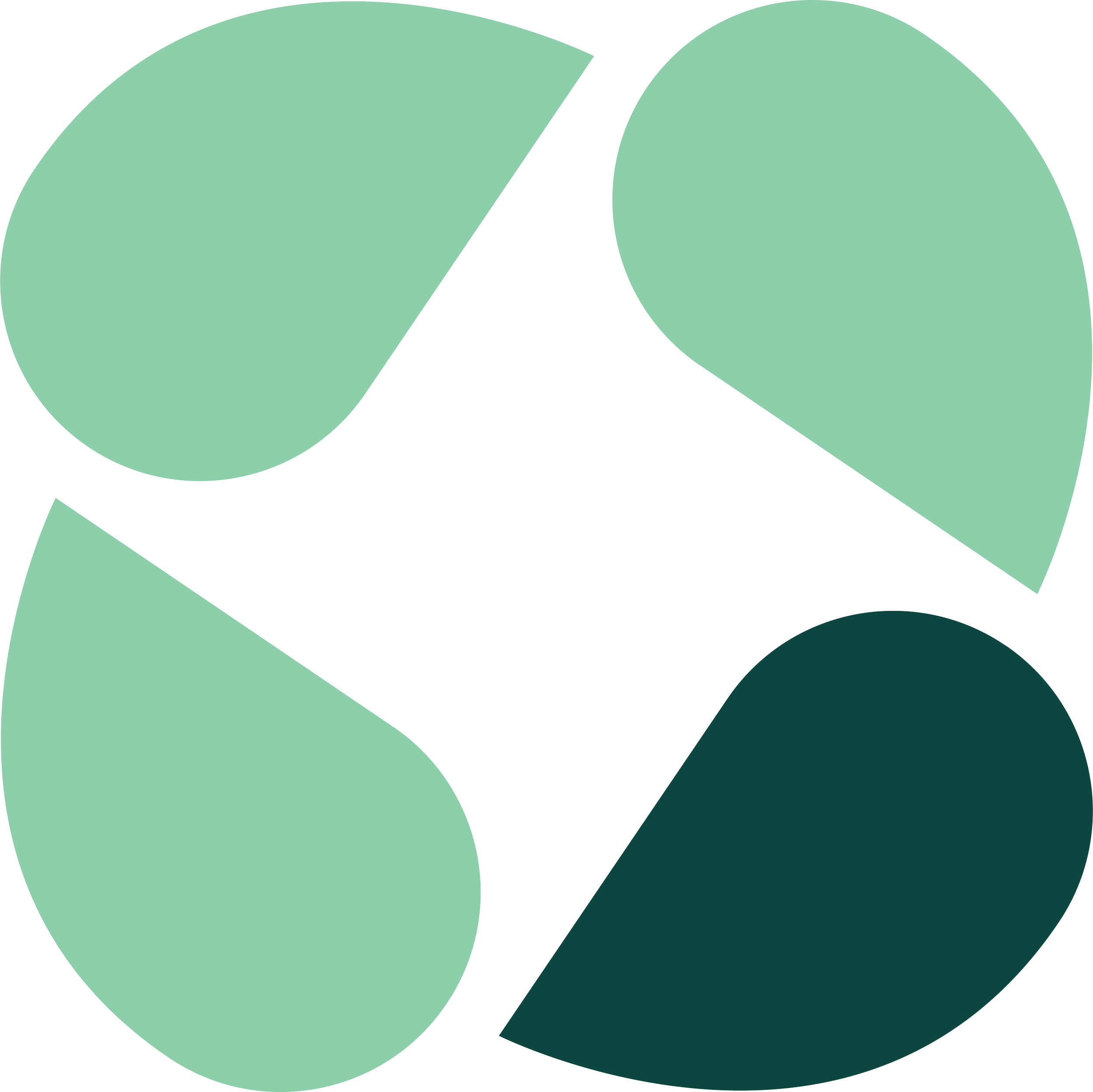 A black infinity symbol on a background of overlapping green circles in different shades.