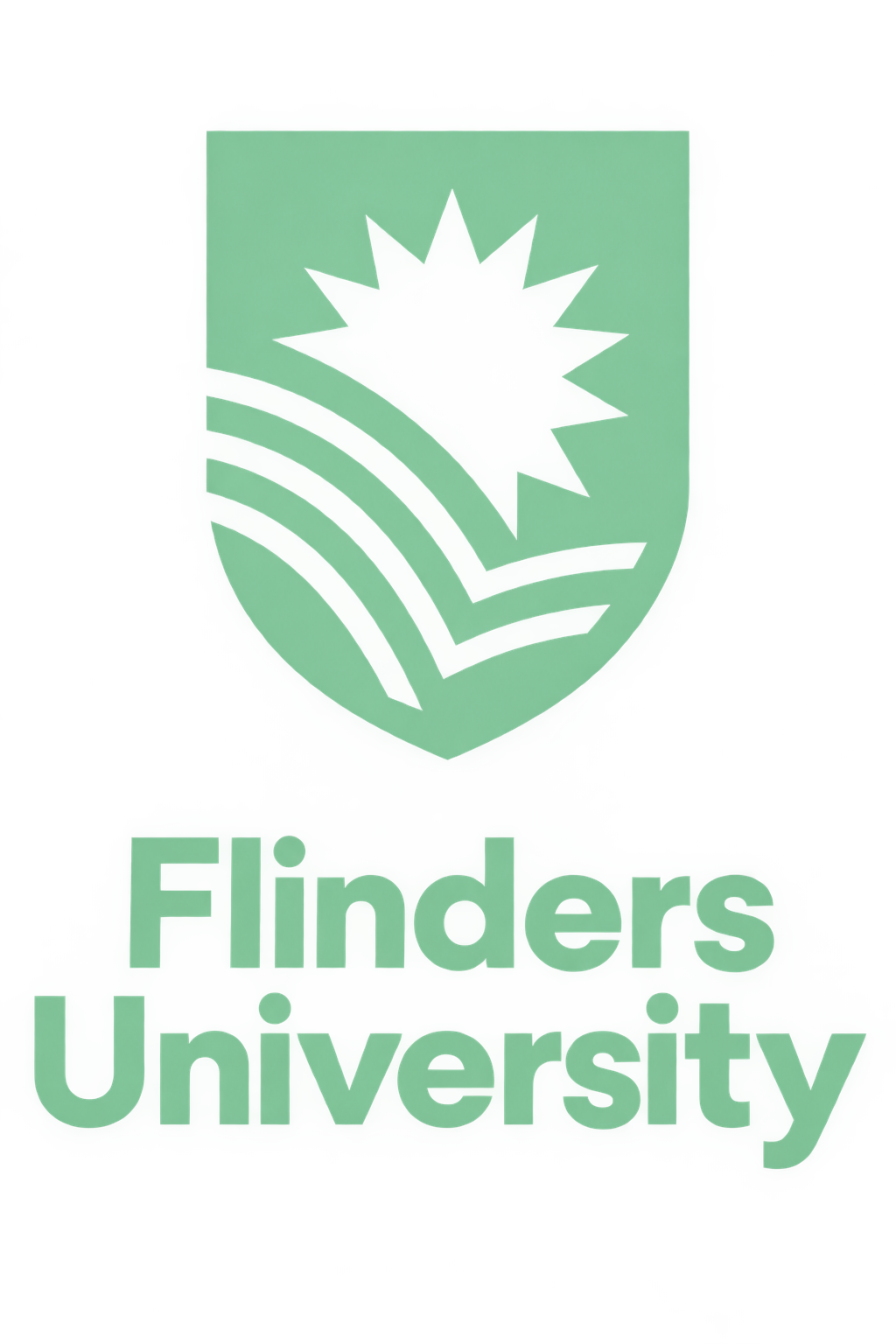 Logo of Flinders University with a green shield containing a stylized star and the university's name below.