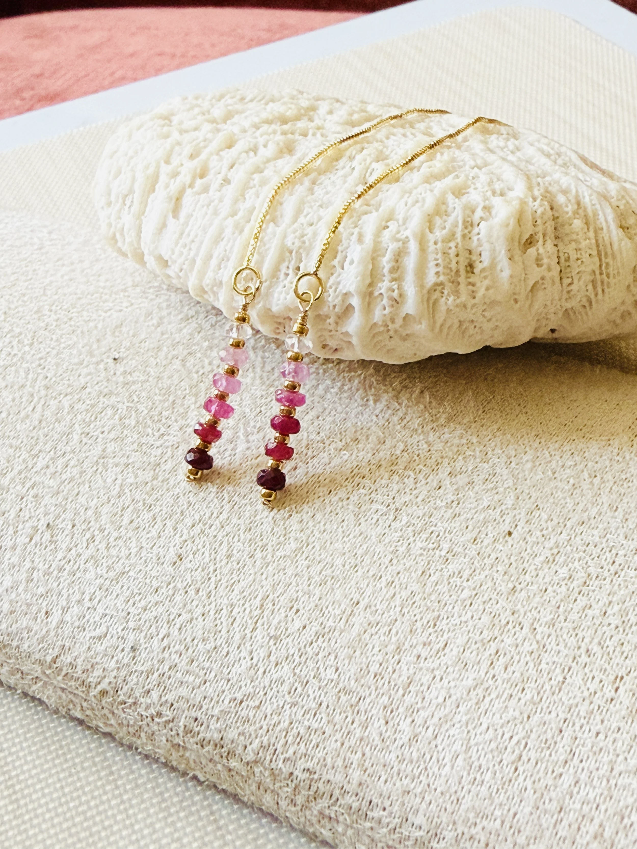 14K Gold Filled Ruby Threader Earrings