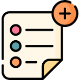 A checklist with three colorful checkmarks next to list items and a corner folded page.