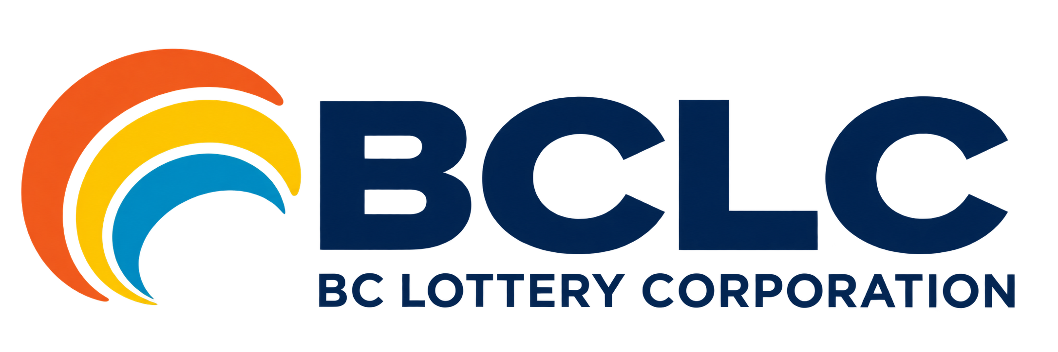 The BC Lottery Corporation logo featuring a rainbow of five colored arcs and the bold blue text 'BCLC' with smaller text underneath that says 'BC LOTTERY CORPORATION'.