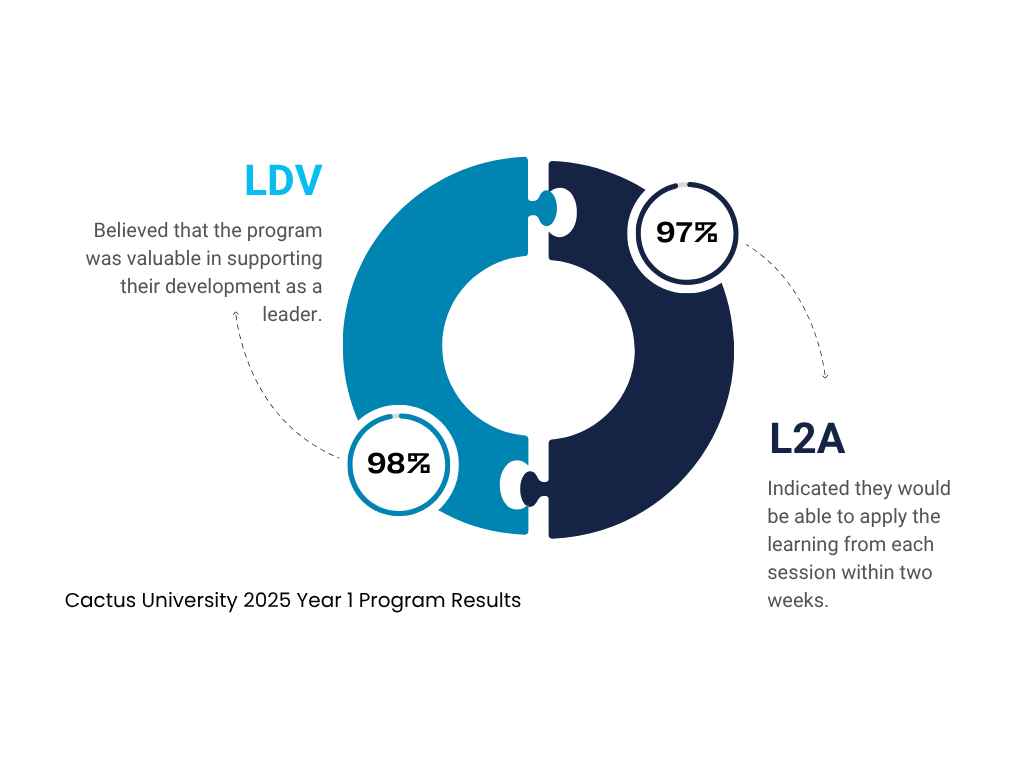 Circular questionnaire chart showing data about LDV and I2A programs, with LDV at 98% and I2A at 97%, and brief descriptions of each.
