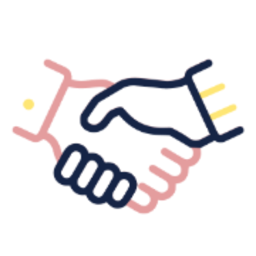 Illustration of a handshake with a wrench, symbolizing cooperation or partnership in technical or repair services.