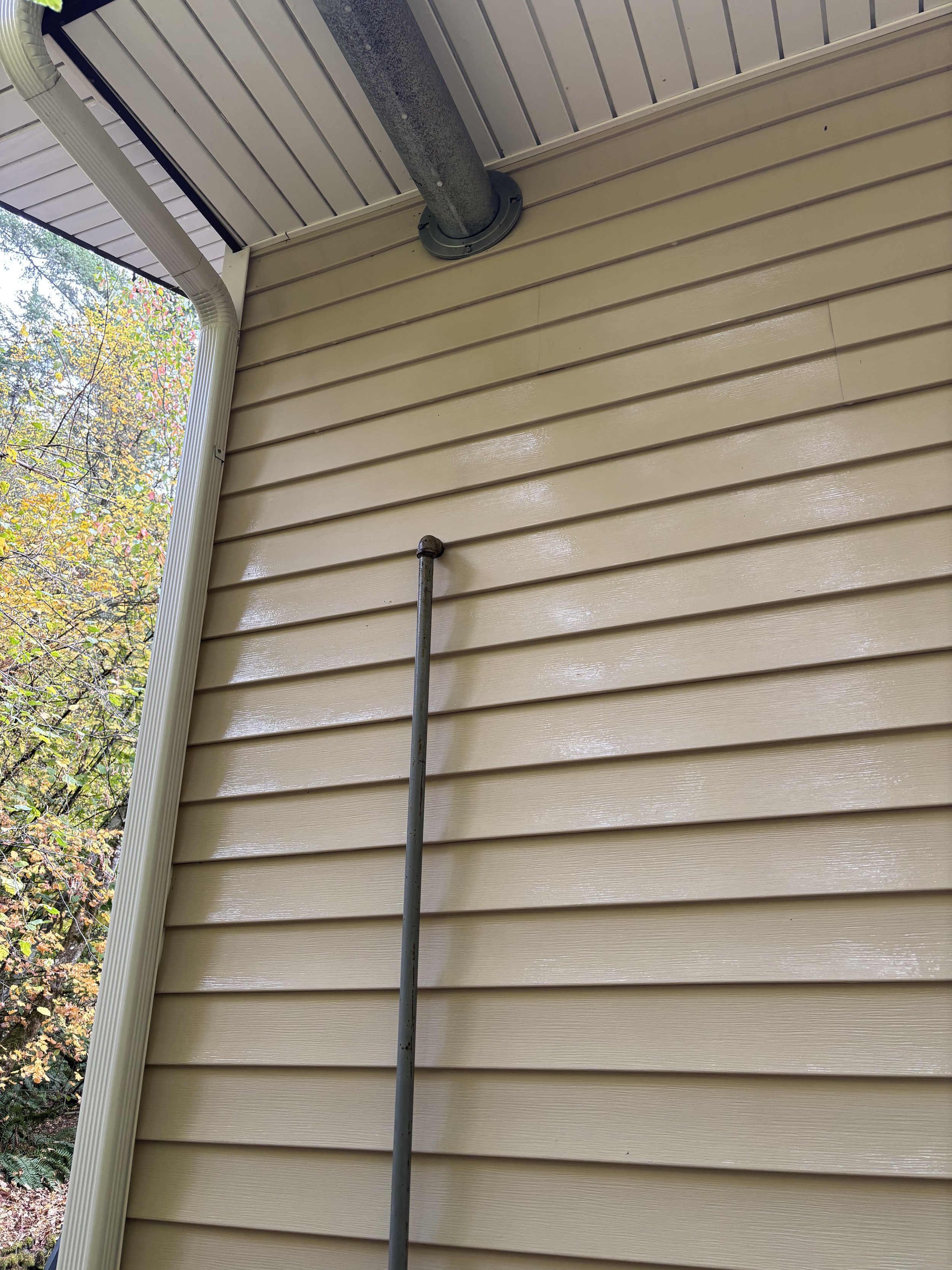 Home vinyl siding after soft wash, Washougal.