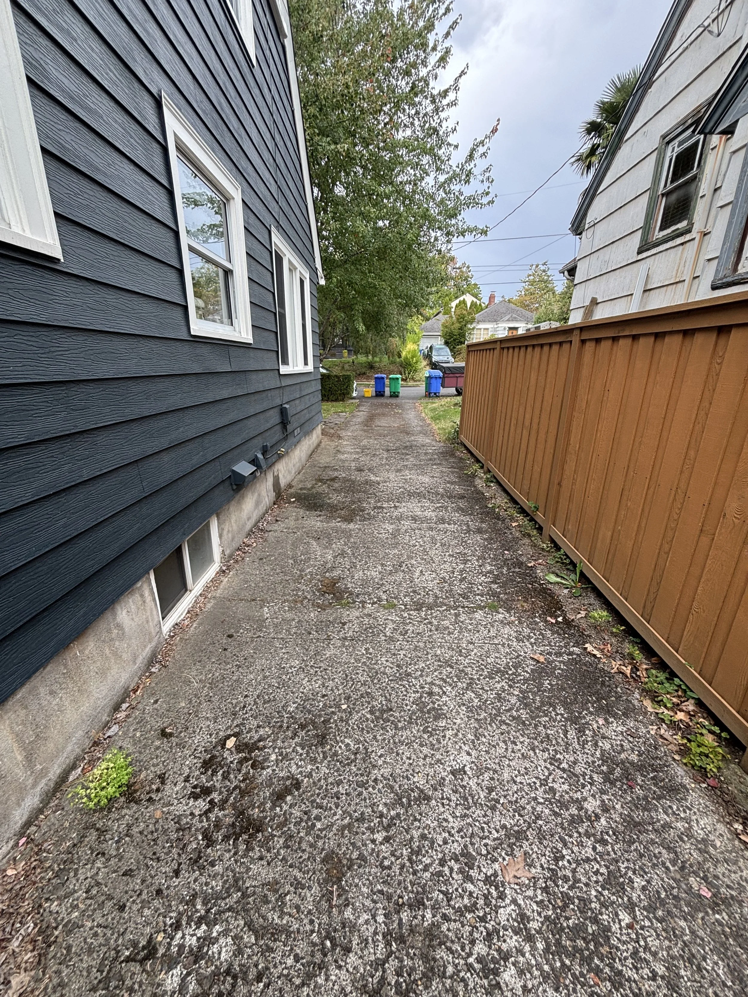 Driveway before pressure washing, Portland.