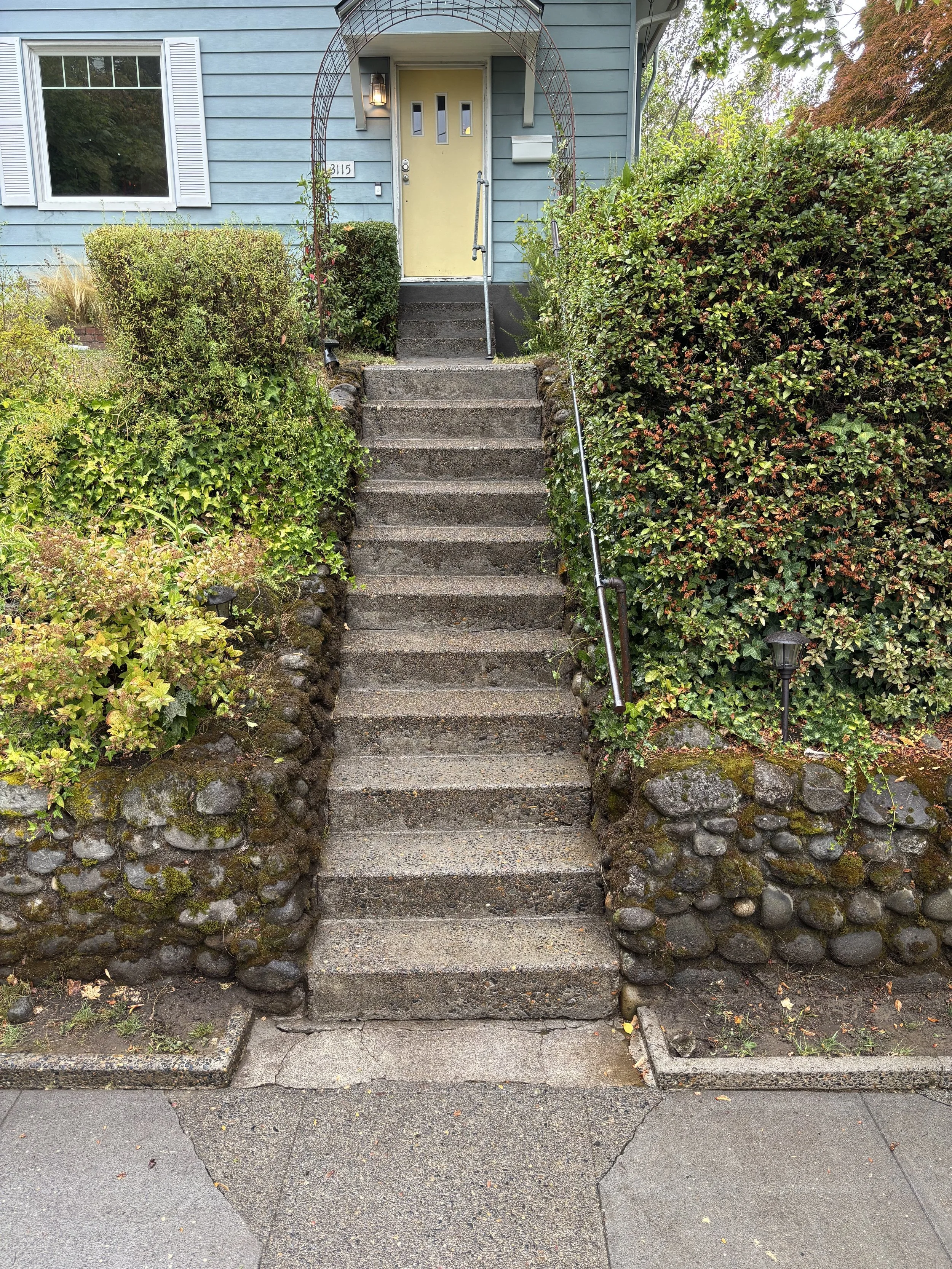 Stairs after pressure washing, Portland.