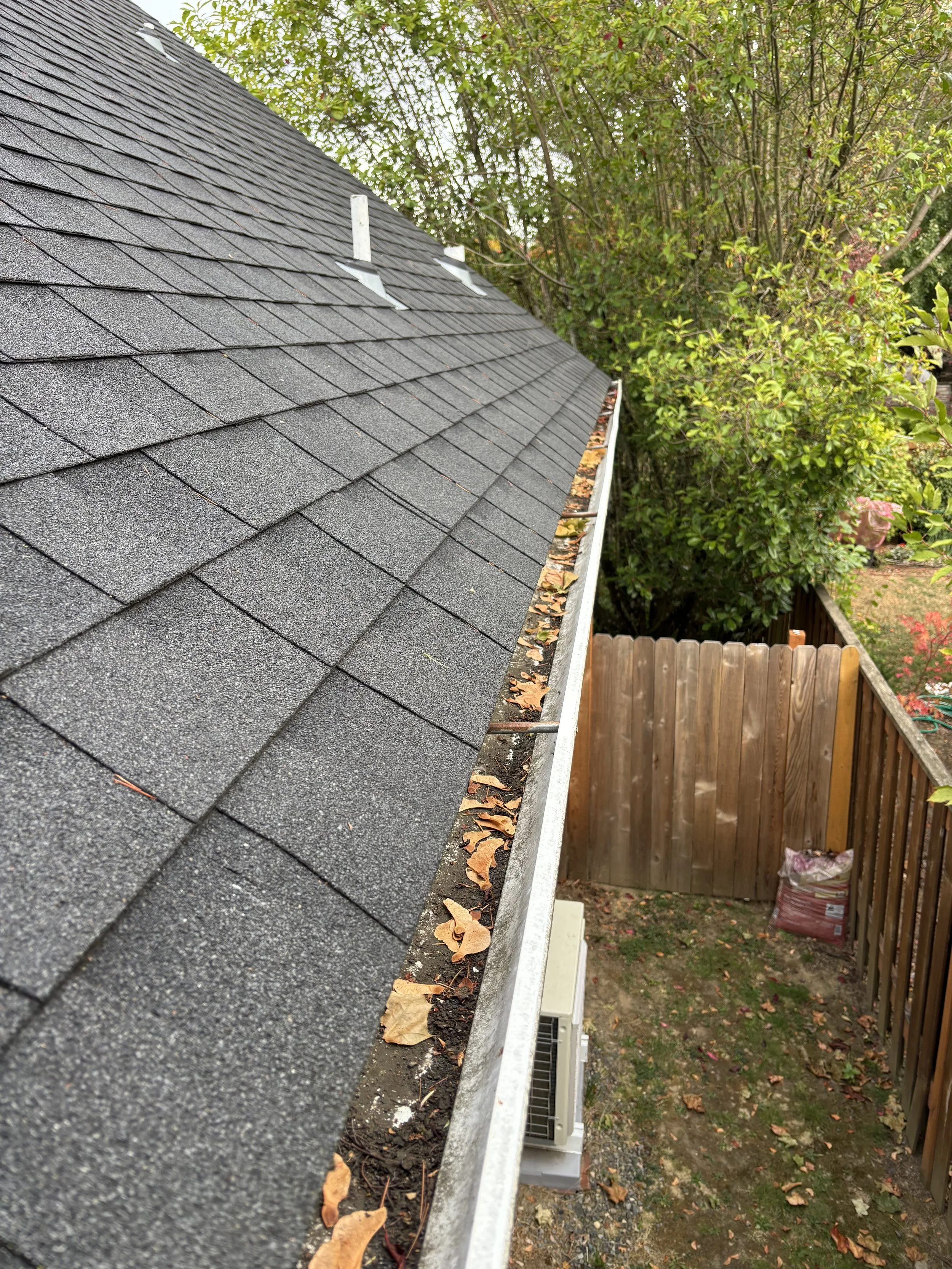 Gutters before gutter cleaning, Portland.