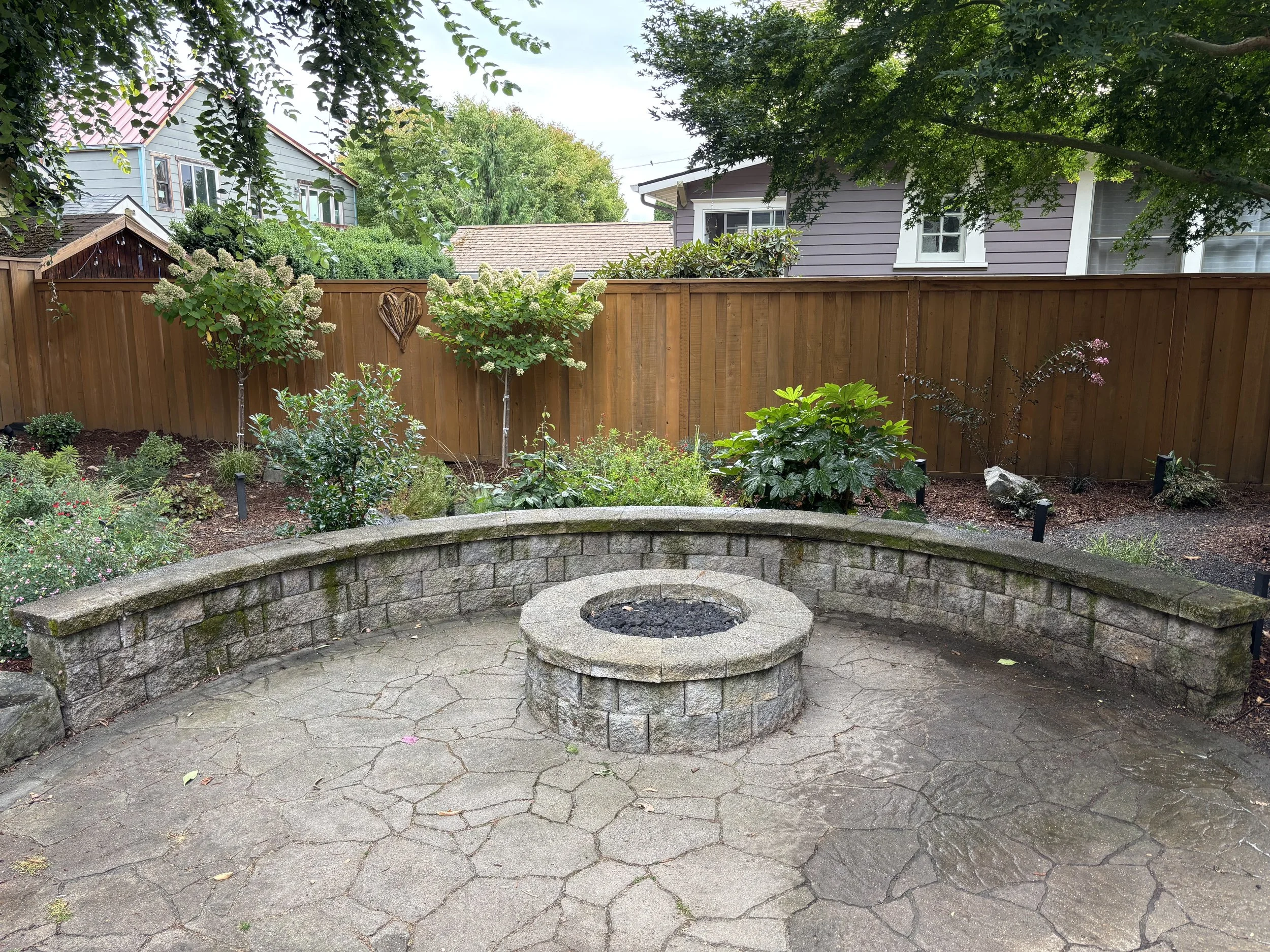 Paver seating area before pressure wash, Portland