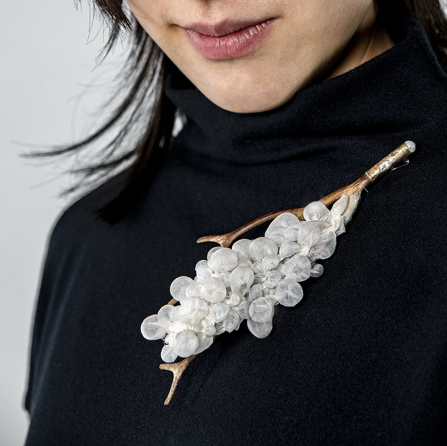 holding air #1, 2026. silk, found object, silver.*