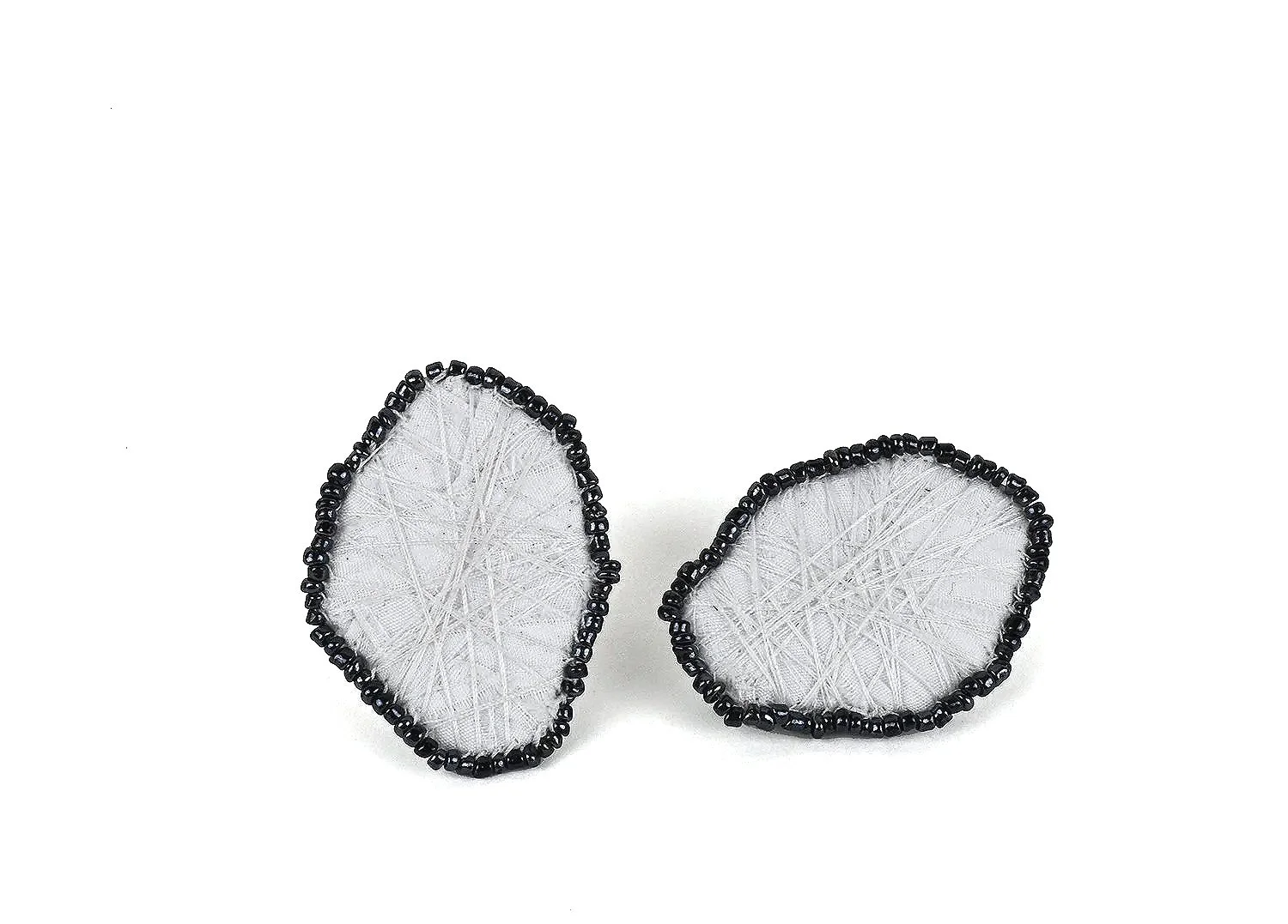 thread lightly, 2025. copper, cotton, thread, beads, felt, button,silver.