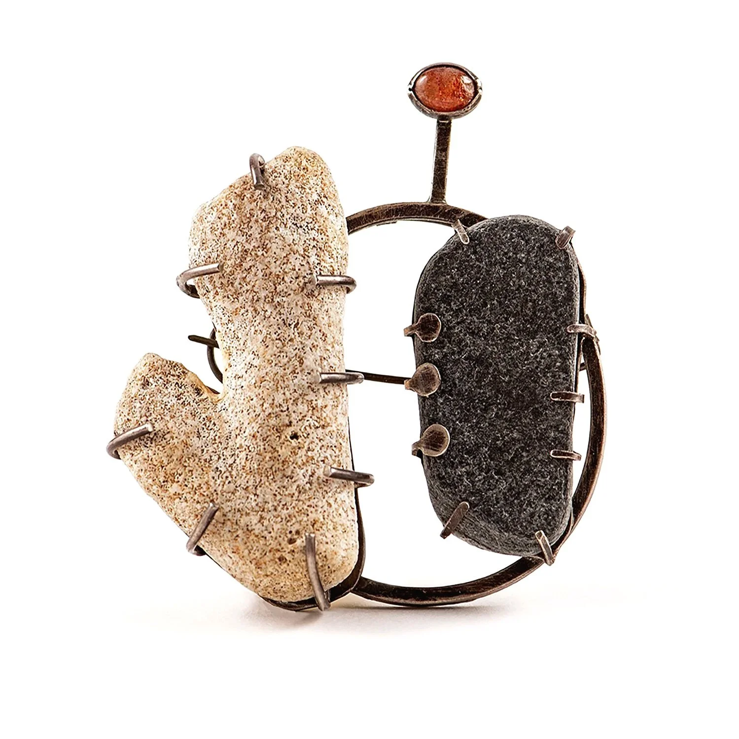 stand by me, 2020. silver, pebbles, sunstone.