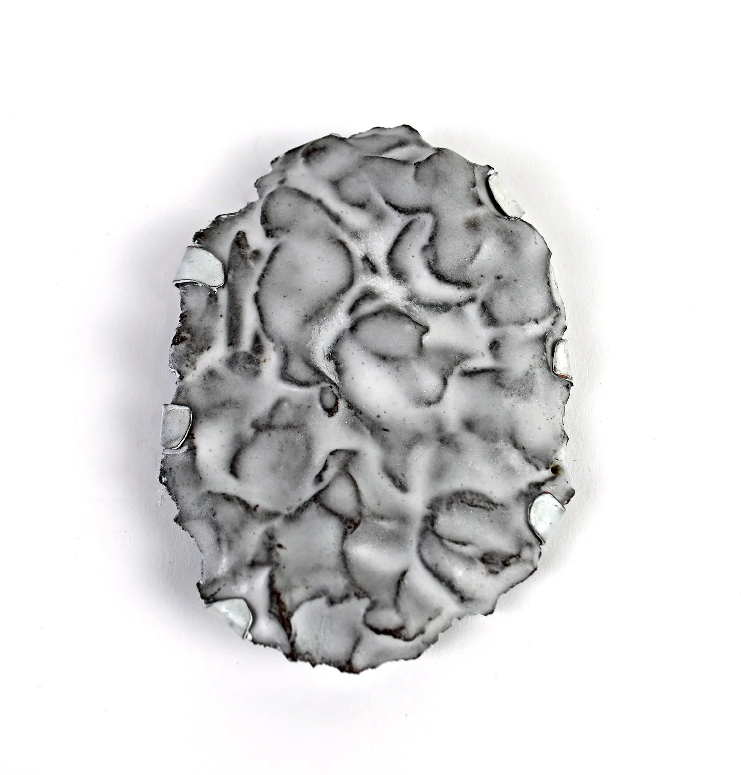 traces #2, 2024. clay, copper, acrylic paint, steel.
