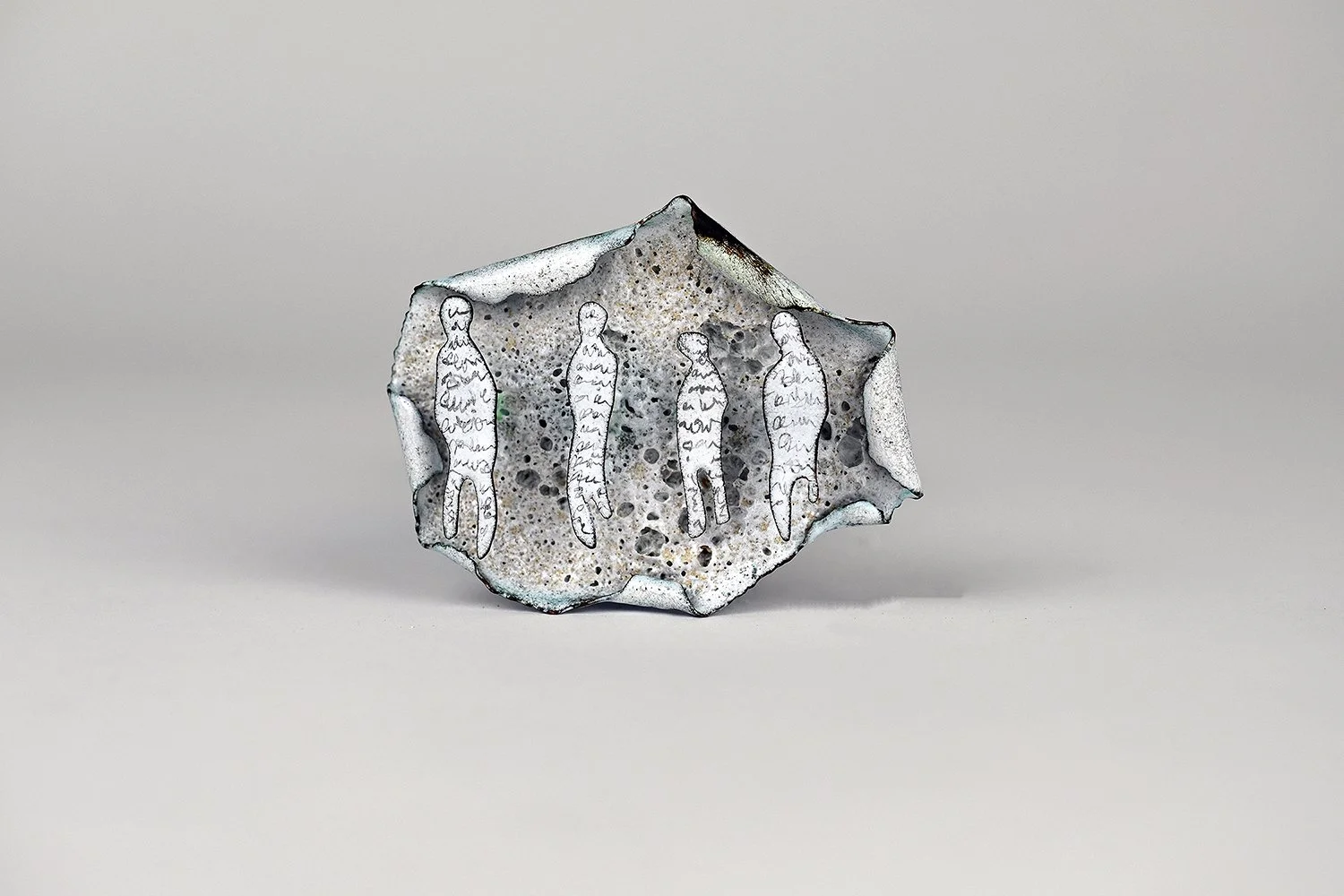 stories, 2024. copper, enamel, moonstone, graphite, silver.