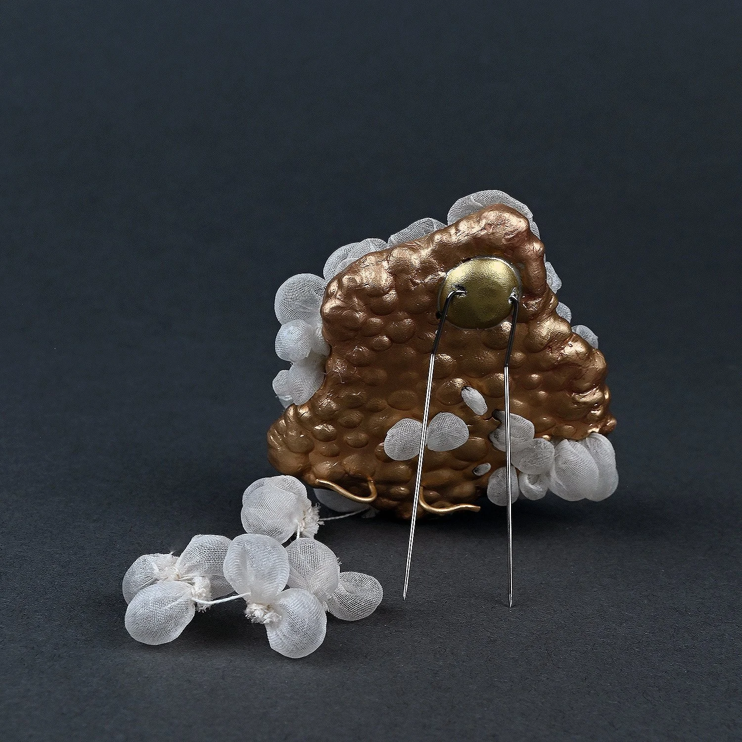 holding air #2, 2026. silk, brass, linen. 