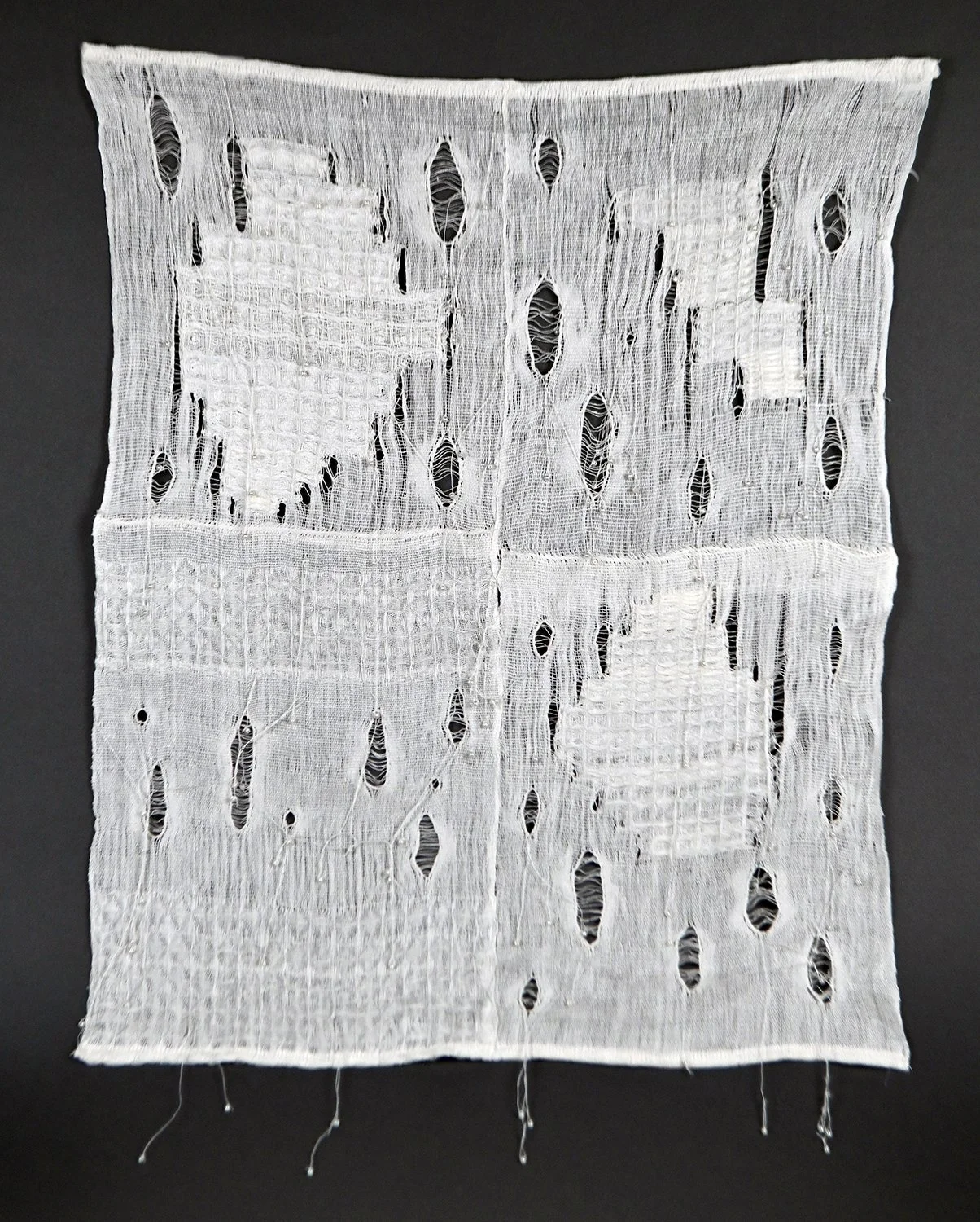 in transition, 2025. linen, pearls.