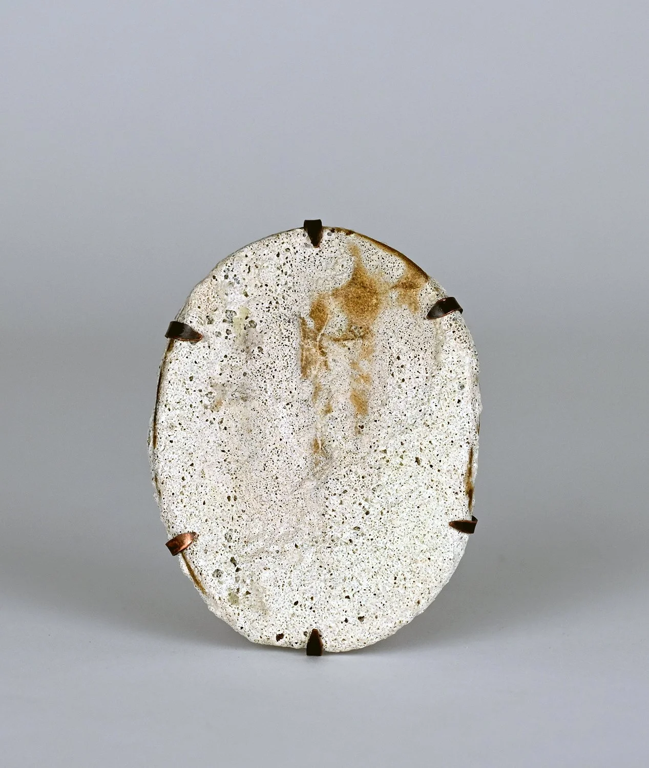 marks of absence, 2024. clay, copper, vellum, cloth, steel.