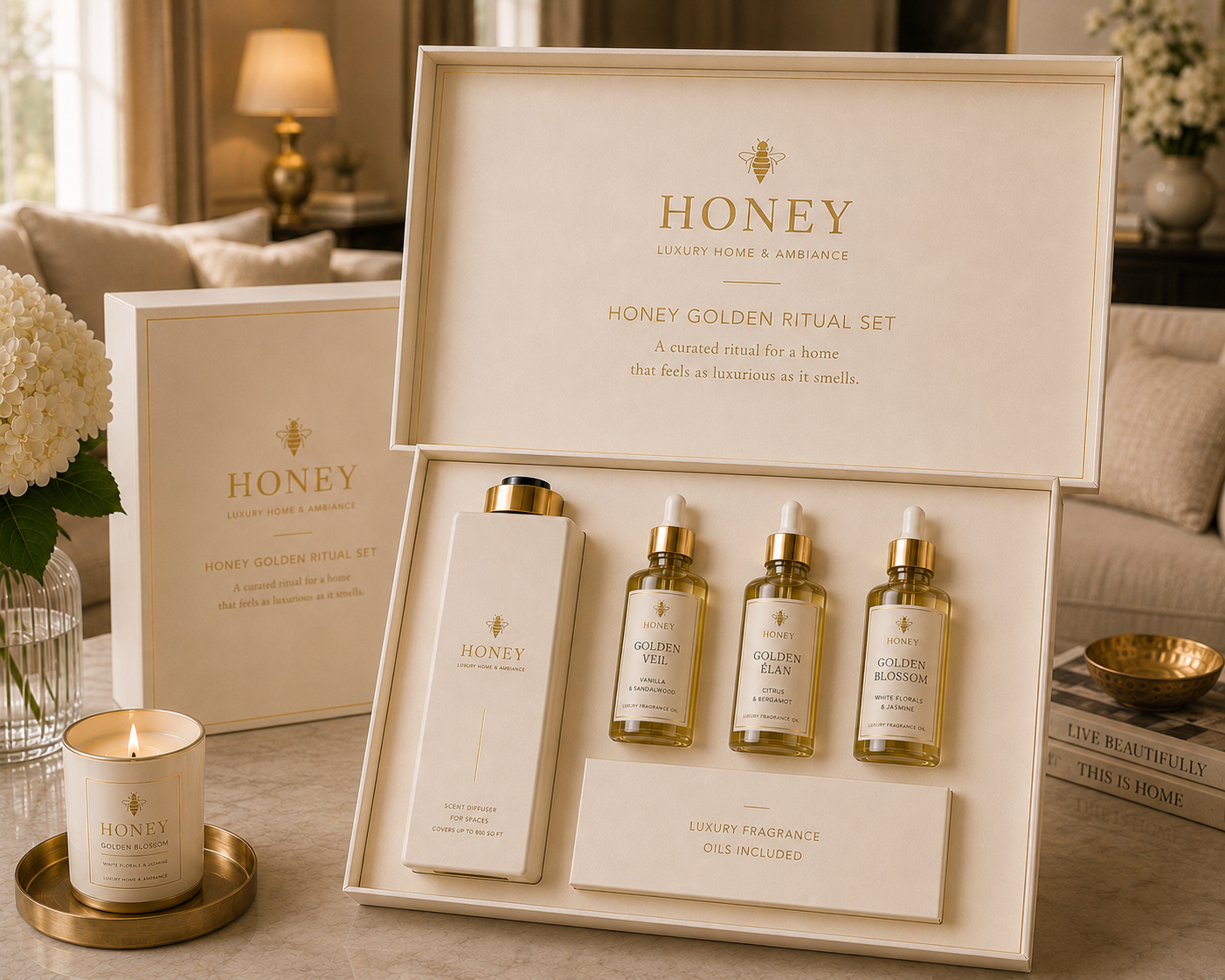 Honey Golden Home Fragrance Diffuser Set