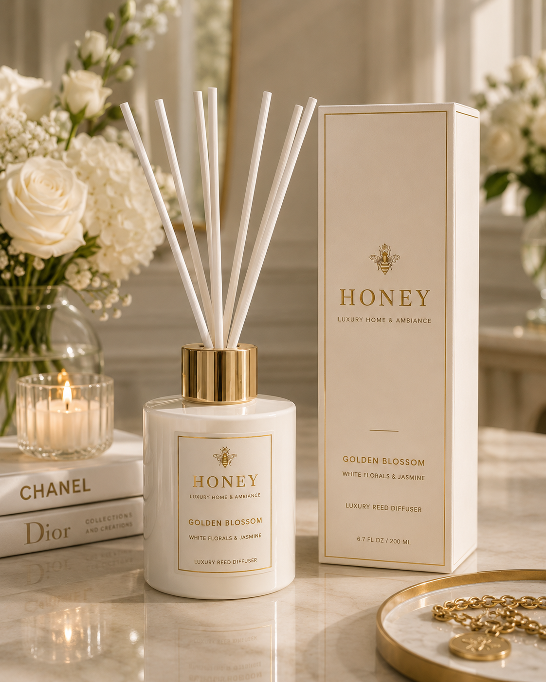 Honey Golden Blossom Luxury Reed Diffuser