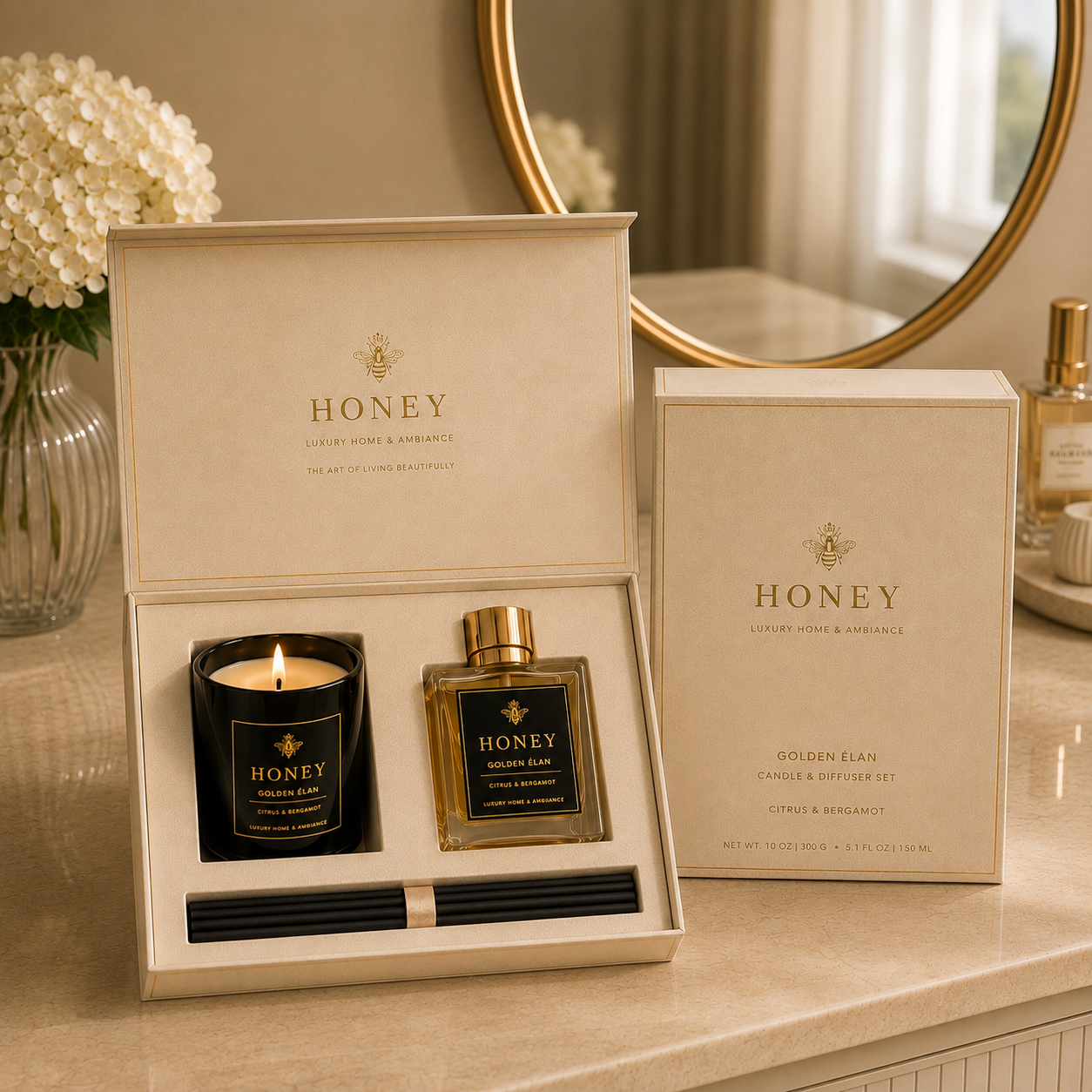 Honey Golden Élan Candle & Diffuser Set