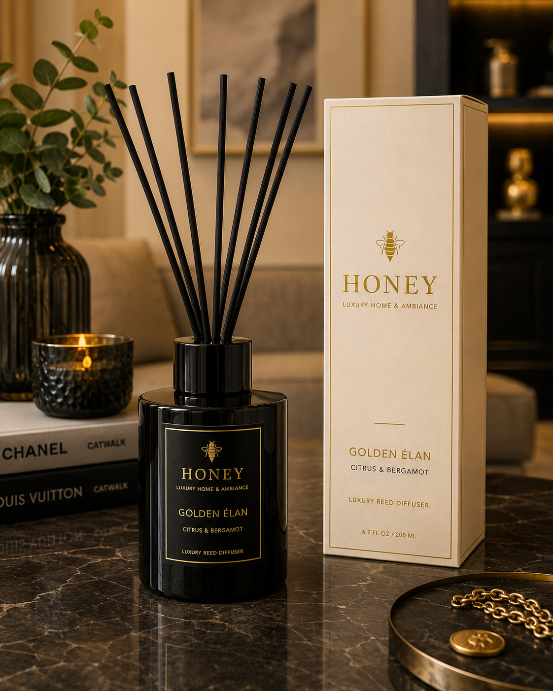 Honey Golden Élan Luxury Reed Diffuser
