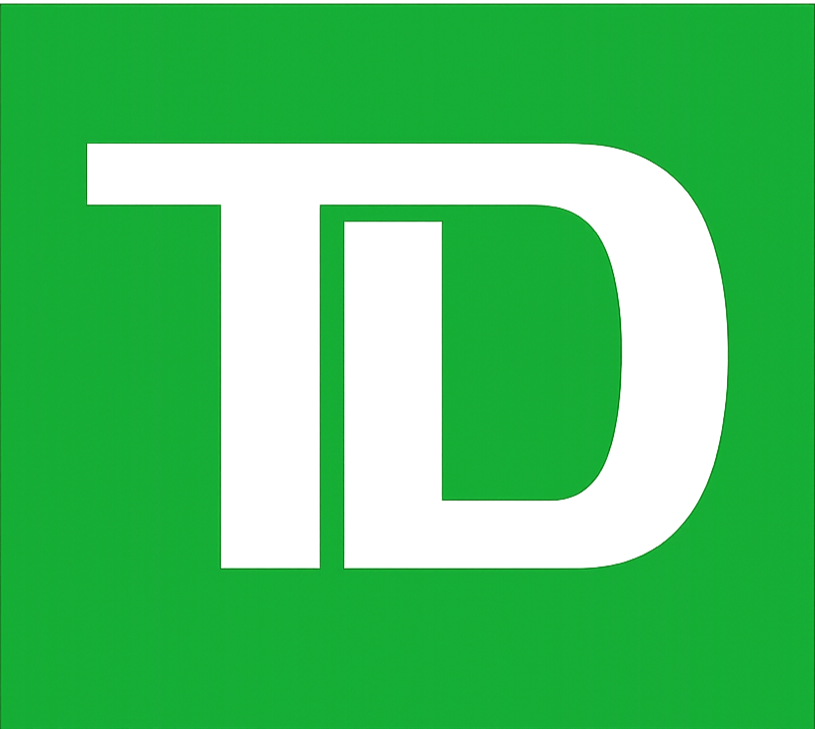 Green background with large black "TD" initials.
