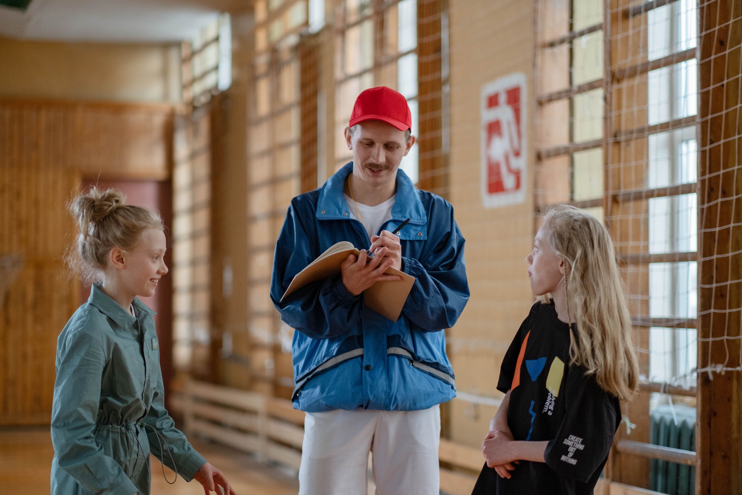 "A school counselor meeting with a student-athlete."