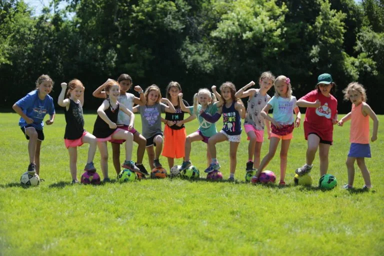 Young athletes at a Game On! multi-sport camp