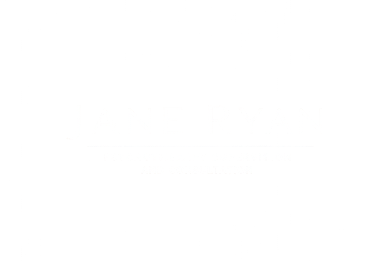 Business card with the name Jane Ryan, specializing in psychotherapy supervision and consultation, with text in white on a black background.