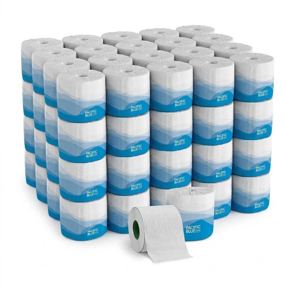 Pacific Blue —4" x 4", 2-Ply, 1.6 Core Green, 80 Rolls x 550 Sheets/Case
