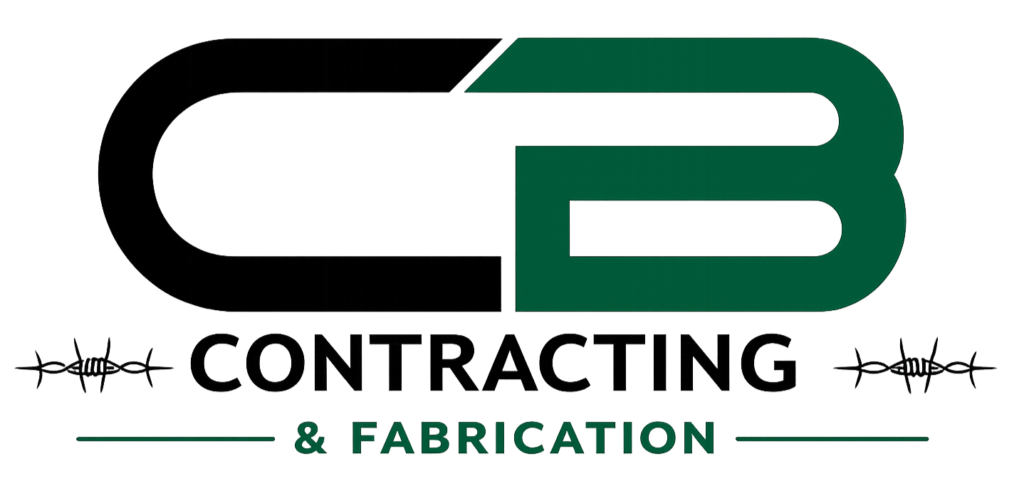 Logo of a company called SG Steel and Fabrication, featuring a stylized letter B in green and black text.
