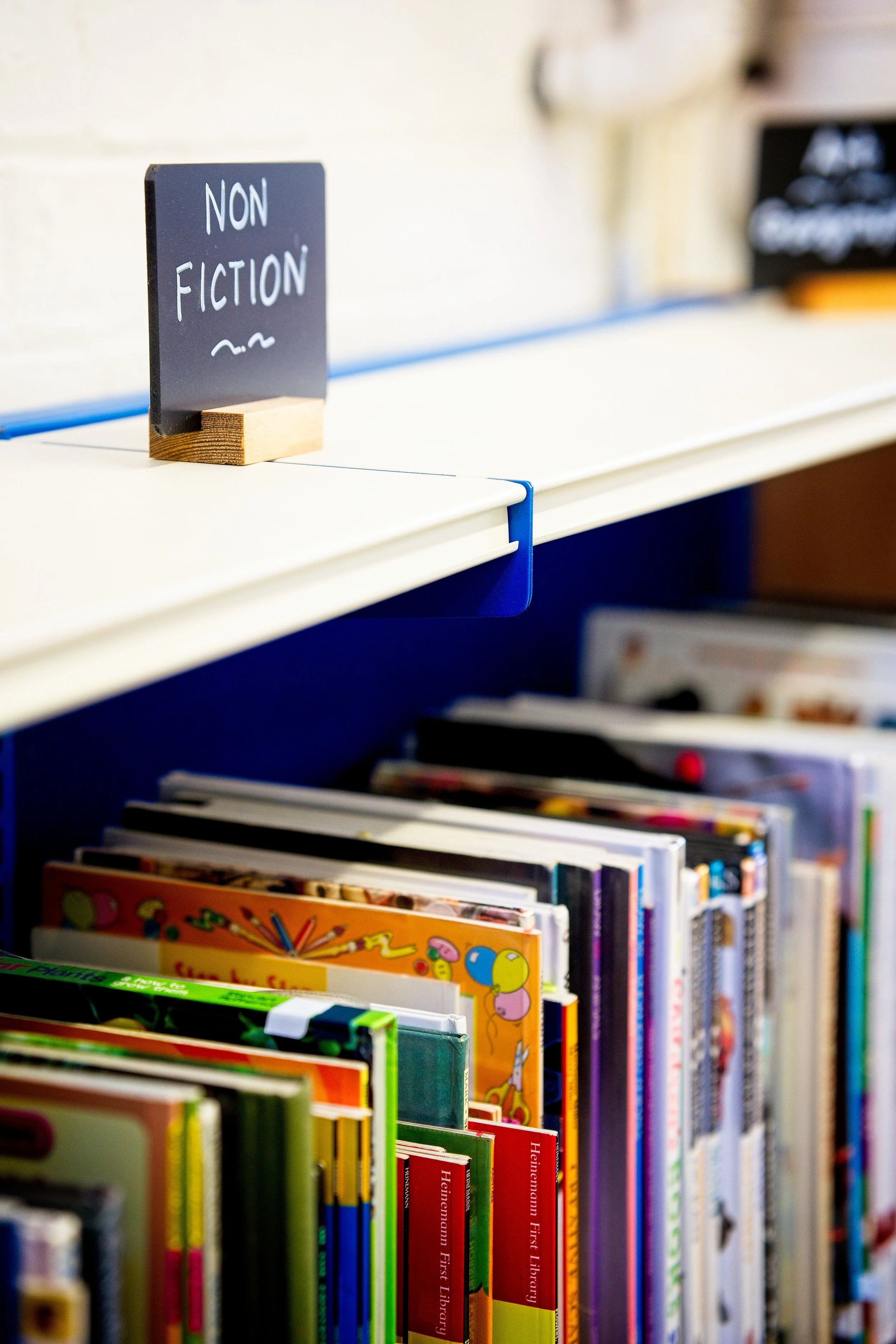 Pytchley school library display shelves