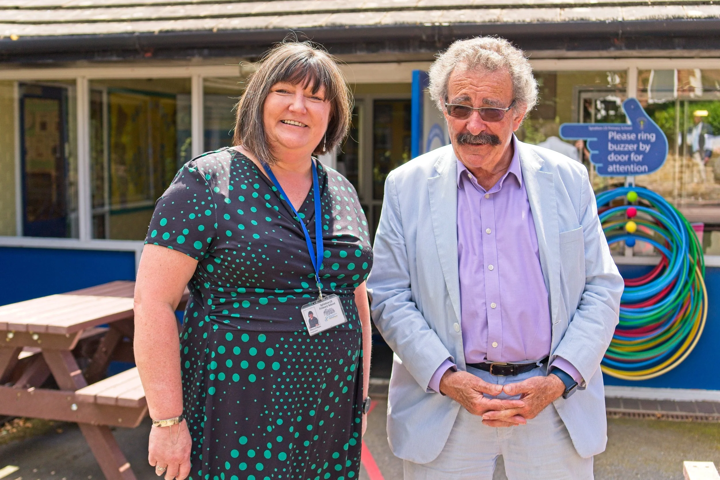 School headteacher and scientist visitor Dr Winston at school open event at Spratton Primary School