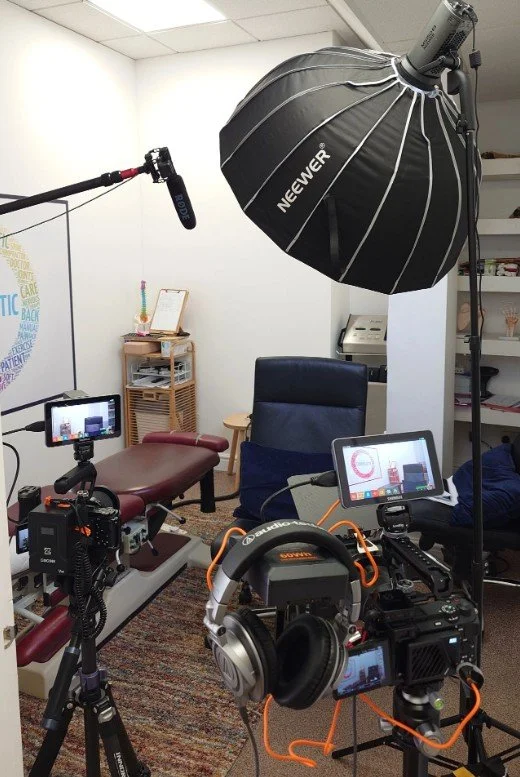 Video interview setup behind the scenes corporate video recording