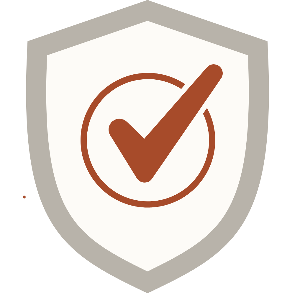 A shield with a checkmark inside, symbolizing security or protection.