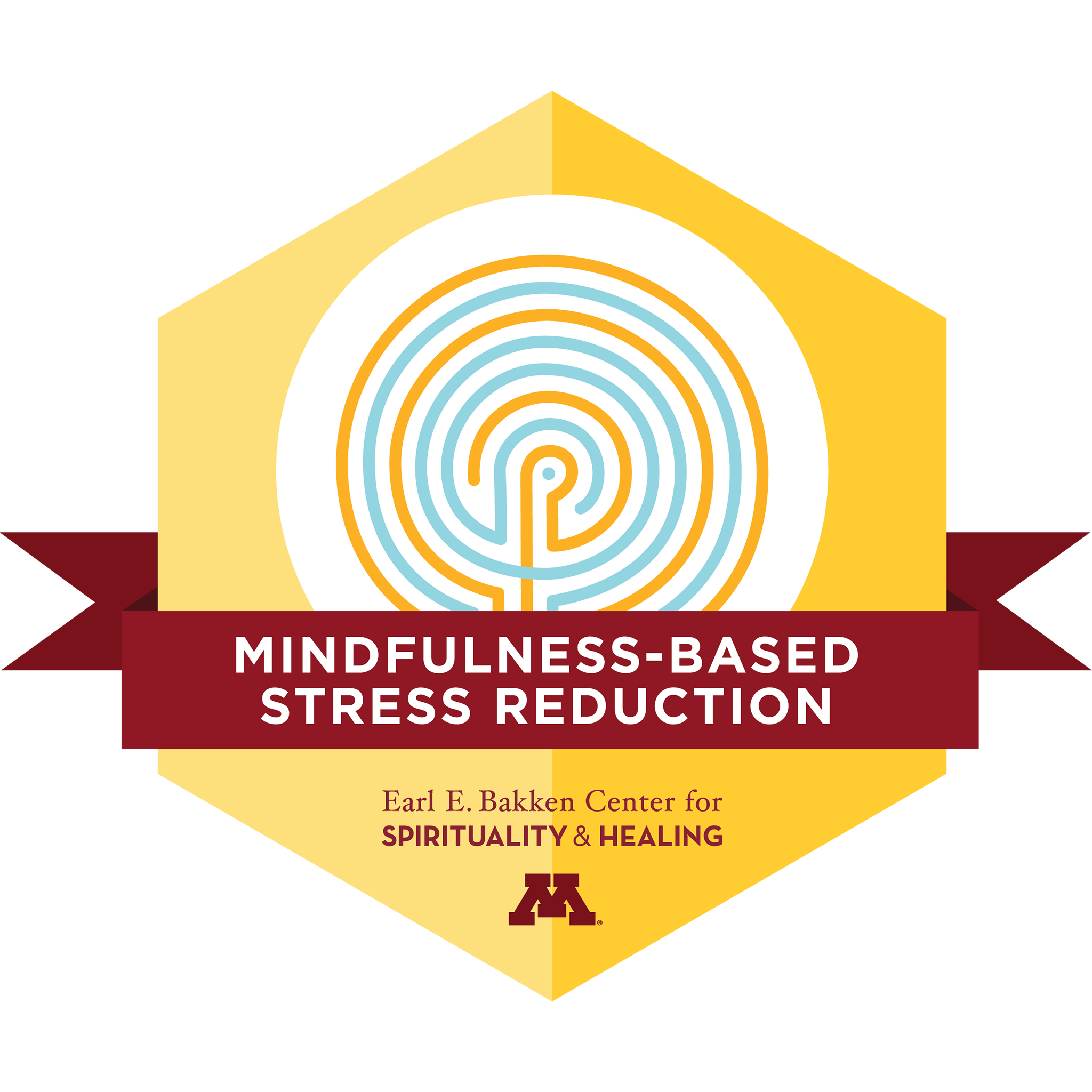 Cover of a book titled 'Mindfulness-Based Stress Reduction' with a circular maze and the University of Minnesota logo at the bottom.