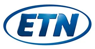 Logo de la société ETN en bleu avec un contour ovale