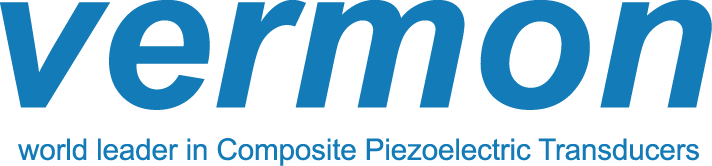 Logo de Vermon, leader mondial en transducteurs piézoélectriques composites.